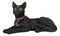 Wicca Witchcraft Green Eyed Black Cat With Crescent Moon Necklace Figurine