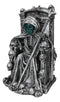 Dark Lord Grim Reaper Skeleton On Throne With LED Light Ghastly Face Figurine