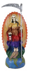 Ebros LED Light Shrine Holy Death Santa Muerte With Scythe In Rainbow Tunic Figurine