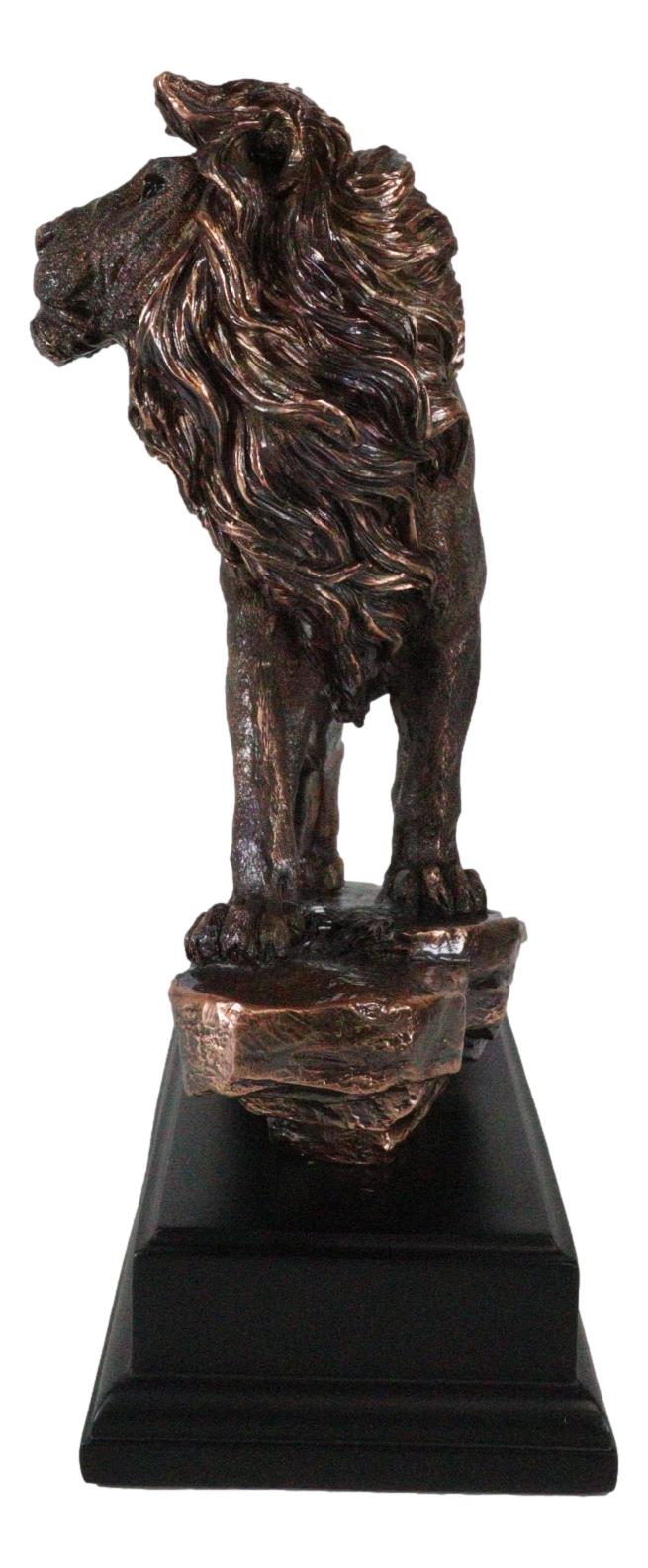 King Of The Jungle African Lion On Pride Rock Bronze Electroplated Figurine