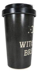 Witches Brew Crescent Moon Stars Reusable Bamboo Travel Mug Cup W/ Lid & Sleeve