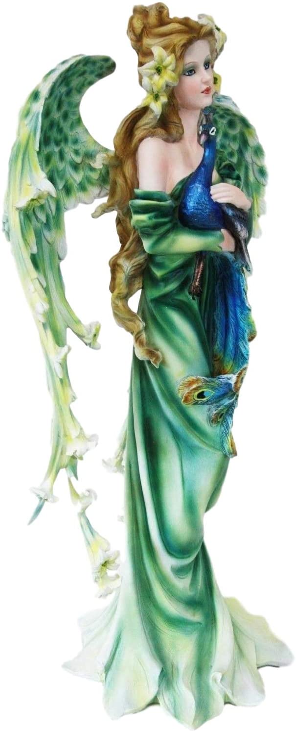 Ebros Large 21.75" Tall Iridescent Peacock Flower Fairy Mother Decorative Statue