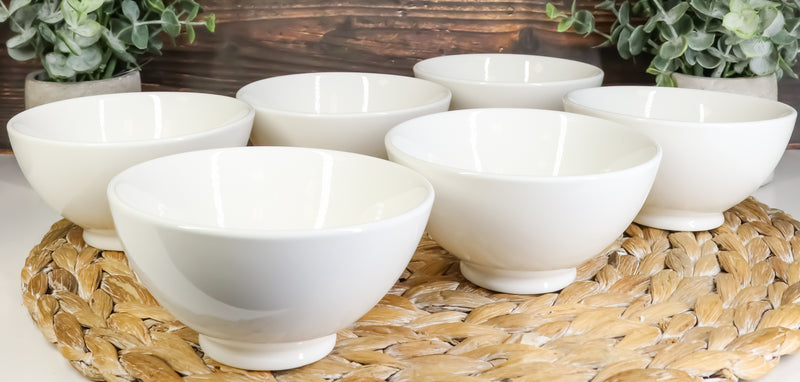 Ebros Contemporary White Double Walled Porcelain Rice Bowls 8oz 4.5"Dia Ideal Bowl