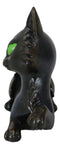 Wicca Witchcraft Mystical Curling Black Cat With Green Eyes Halloween Figurine