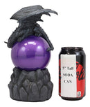 Ebros Twilight Dragon Resting On Purple Sandstorm Glass Ball Statue Sound Sensor Decor