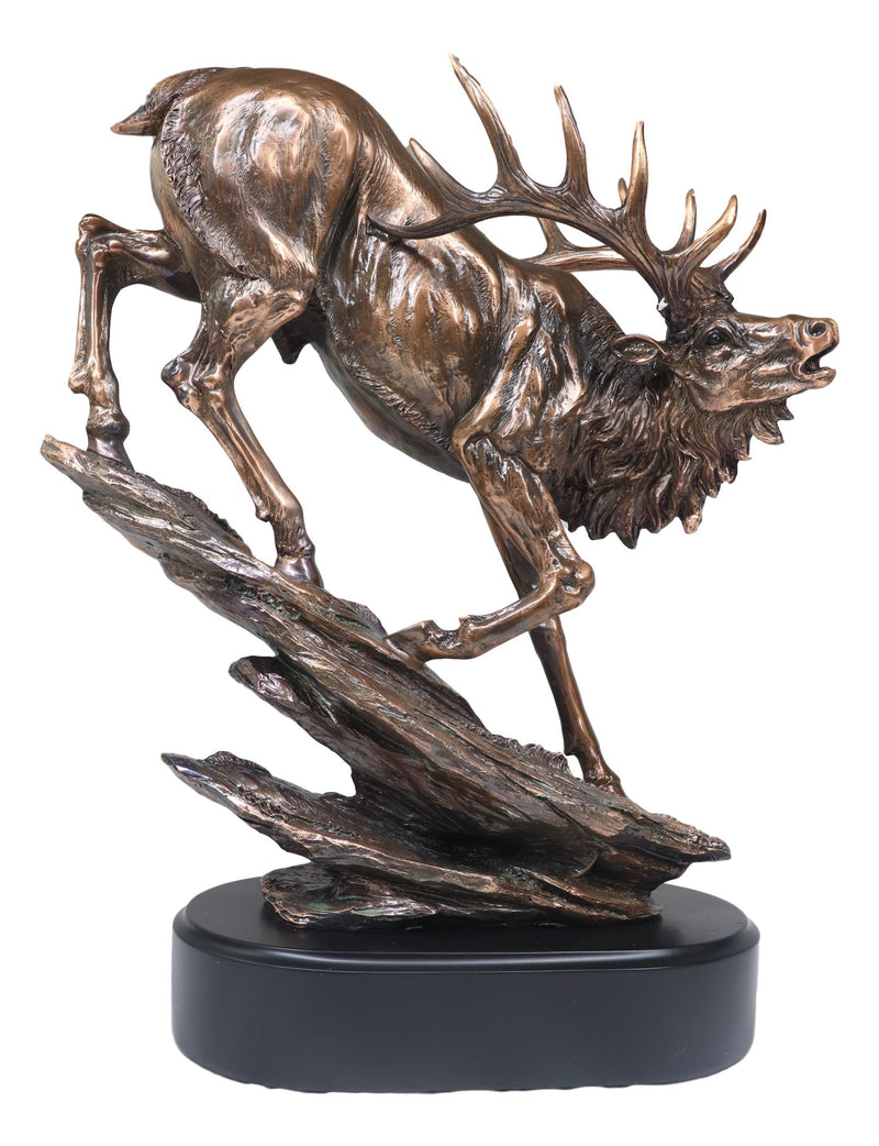 Large Bellowing Wapiti Bull Elk Deer Rustic Bronze Electroplated Finish Statue