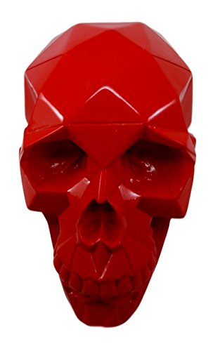 Ebros Gift Geometric Matrix Polygon Red Blood Skull Decorative Figurine 8.5"L