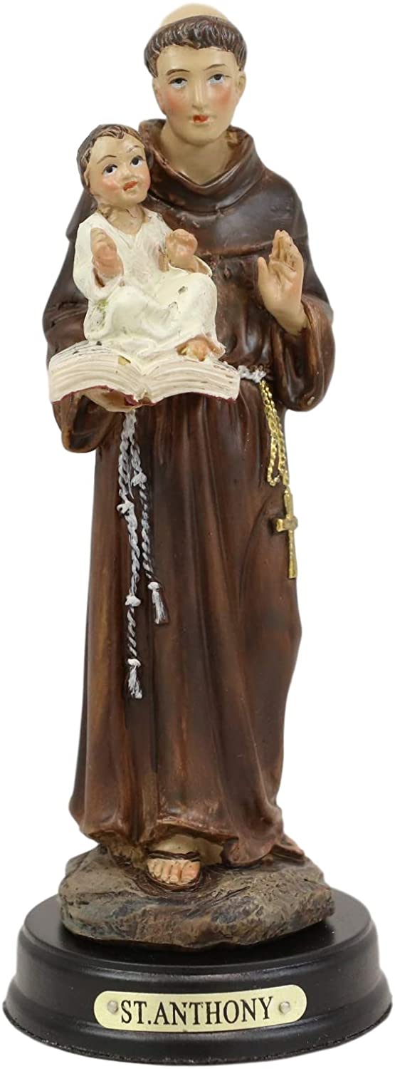 Ebros Saint Anthony of Padua Carrying Baby Jesus and The Bible Statue 5.25" Tall