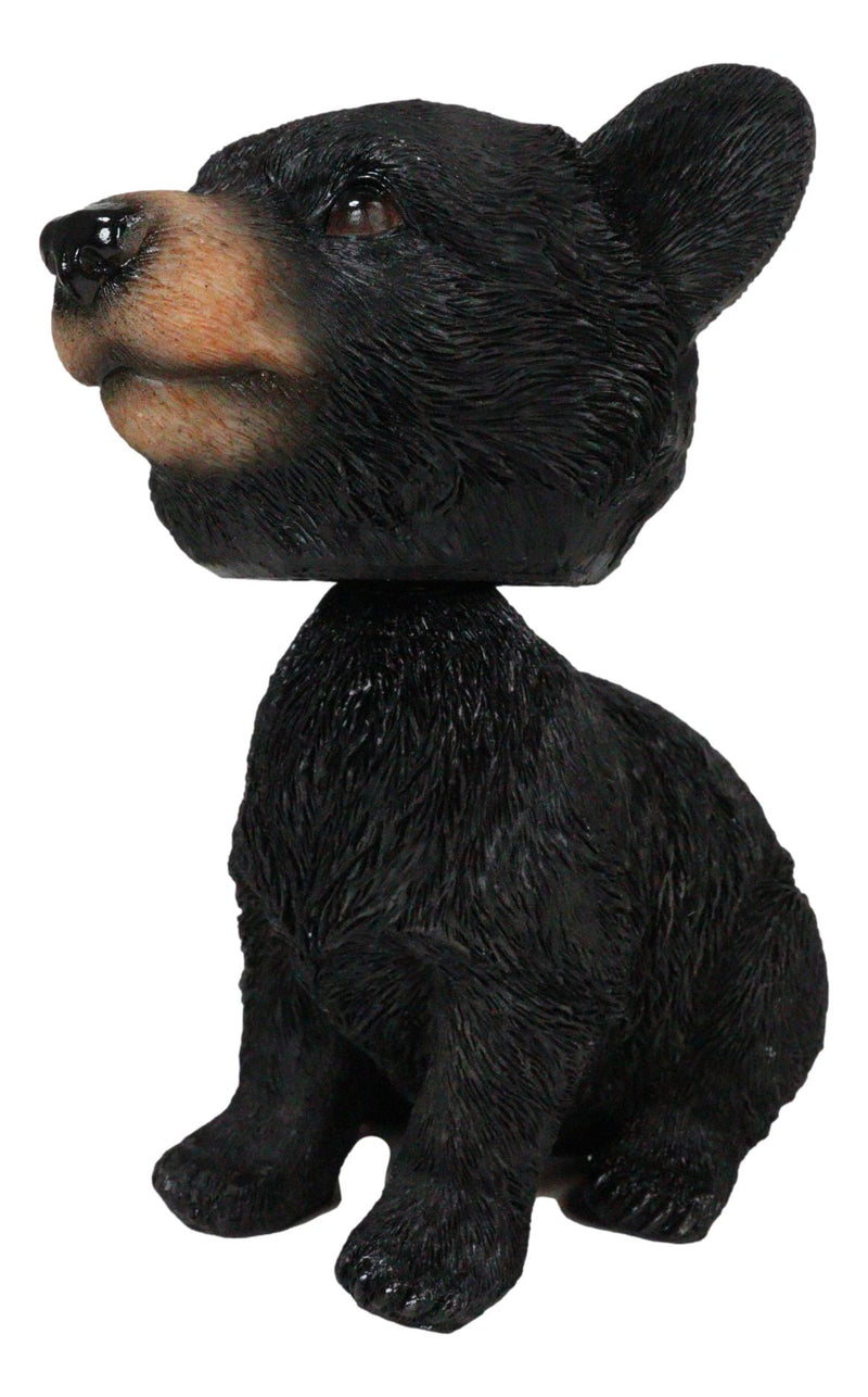 Rustic Country Woodlands Forest Black Bear Cub Bobblehead Decor Figurine 6"H