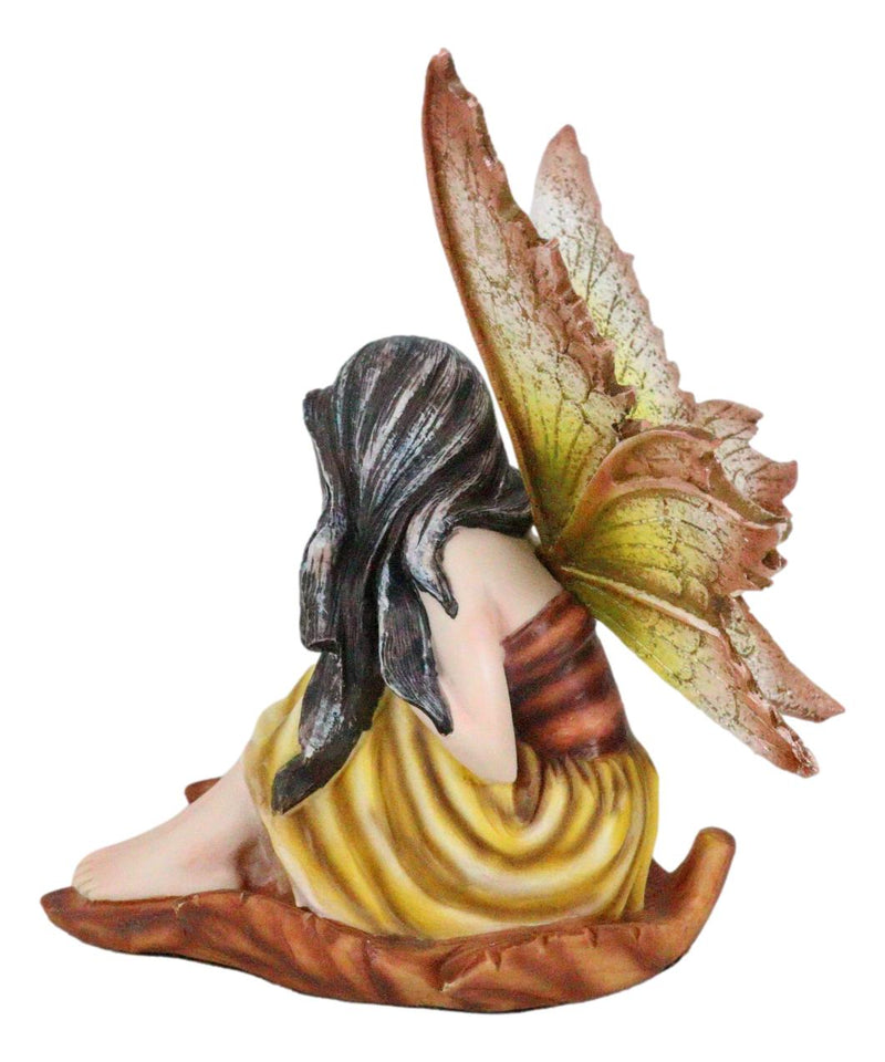 Ebros Gift Fall Fairy Figurine Red Oak Leaf Autumn Garden Faerie Fantasy Sculpture 5.5"H