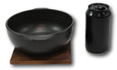 Japanese Black Donabe Ceramic Hot Clay Pot Bowl Casserole 32oz With Wooden Base