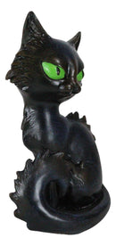 Witchcraft Mystical Curling Black Cat Green Eyes Sitting Halloween Figurine