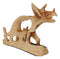 Jurassic Dinosaur 3 Horns Triceratops Mother and Baby Faux Wood Cutout Figurine