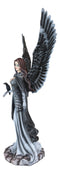 Ebros Gothic Black Shadow Winged Angel Goddess W/ Raven Figurine Death Gallows