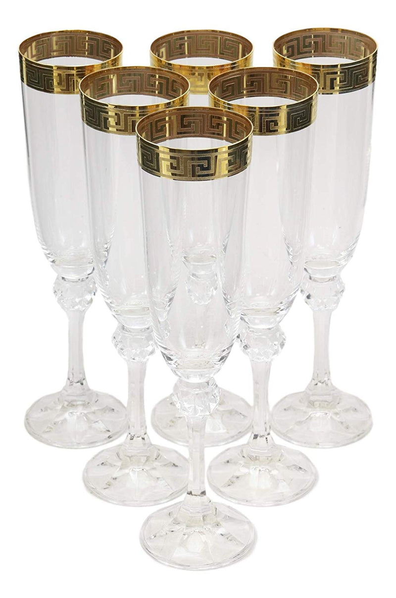 Rustik Craft Golden Color Brass Goblets Flute Wine Glasses With