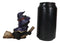 Halloween Black Cat with Witch Hat and Cape Riding Magical Broomstick Figurine