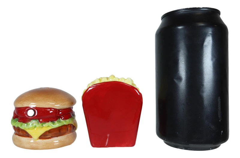 Big Burger And Golden Fries Salt And Pepper Shakers Set Ceramic Spice Decor