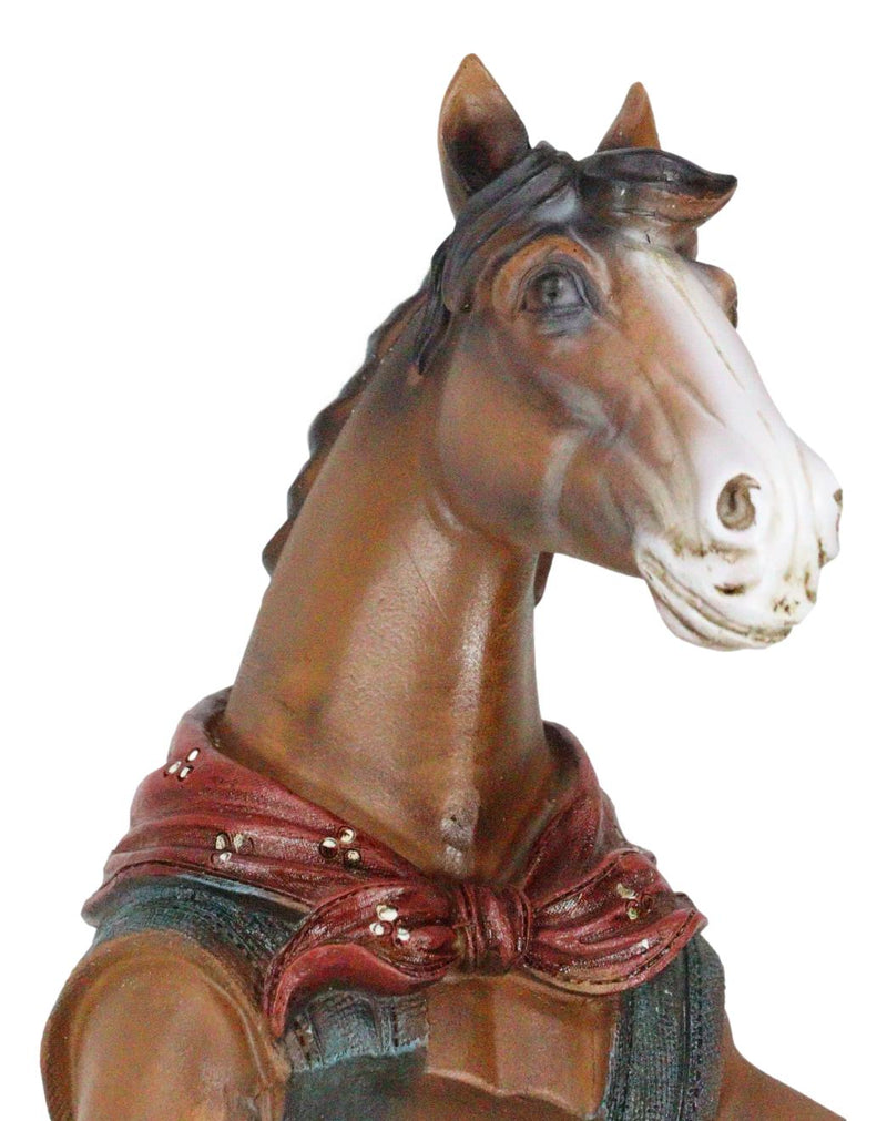 Wild West Western Cowboy Sitting Brown Horse with Red Scarf Wine Bottle Holder