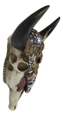 Western Patriotic Bull Cow Skull W/ American Flag Bald Eagle Marine Wall Decor