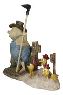 Chicken Farming Is Easy Comical Pig Holding Shovel With Buried Hens Figurine