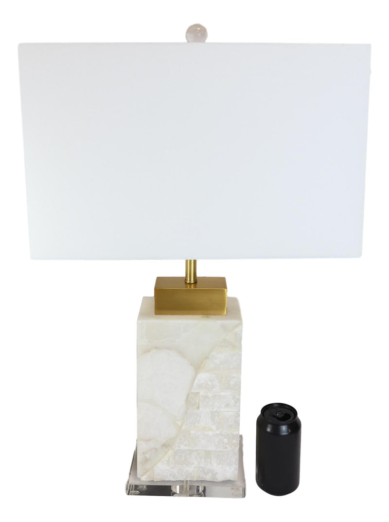 27"H Contemporary Elegant Stacked Marble Gold Plated Metal Table Lamp W/ Shade