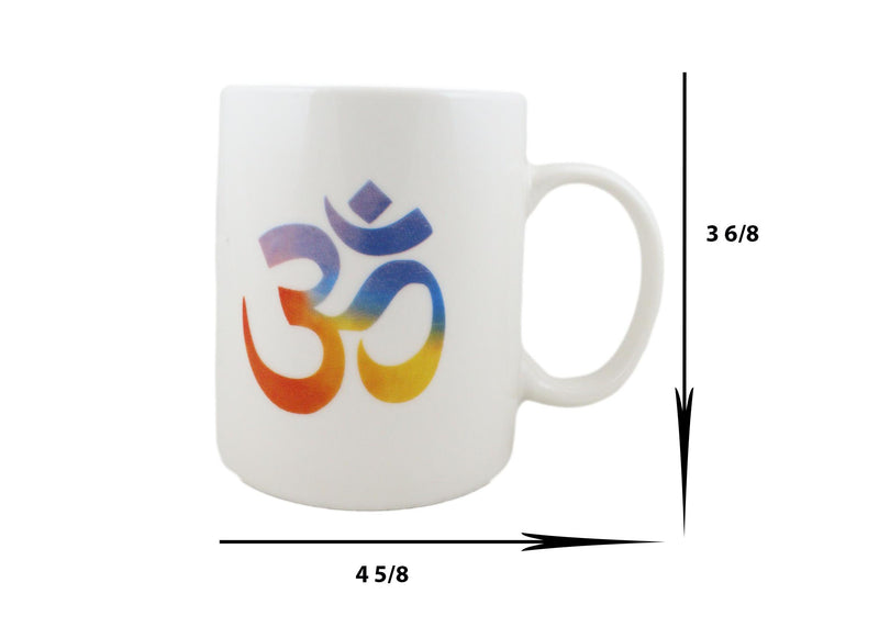 Pack Of 2 Feng Shui Yoga Meditation Sacred Mantra Ohm Bone China Coffee Mugs