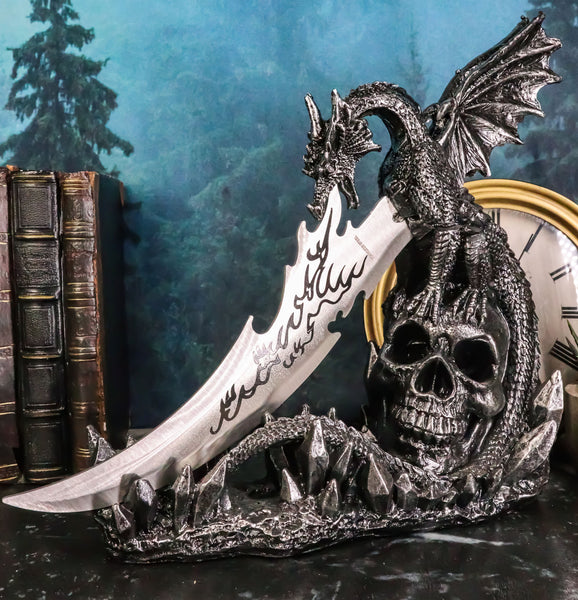 Fantasy Skull Bones Letter Opener Dagger With Gothic Dragon Castle Bas–  Ebros Gift