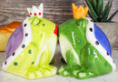 Ebros Frog Prince And Princess Kissing Ceramic Magnetic Salt And Pepper Shakers