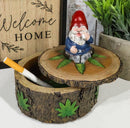 Gypsy Life Gnome Dwarf Smoking Rolled Stash Leaves On Tree Bark Ring Trinket Box