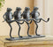 Ebros Gift Cast Aluminum Metal Whimsical Rustic Folk Dancing Frogs Parade Statue 14.25" Wide Frog Desktop Shelf Countertop Mantelpiece Decorative Sculpture in Verdi Green Finish