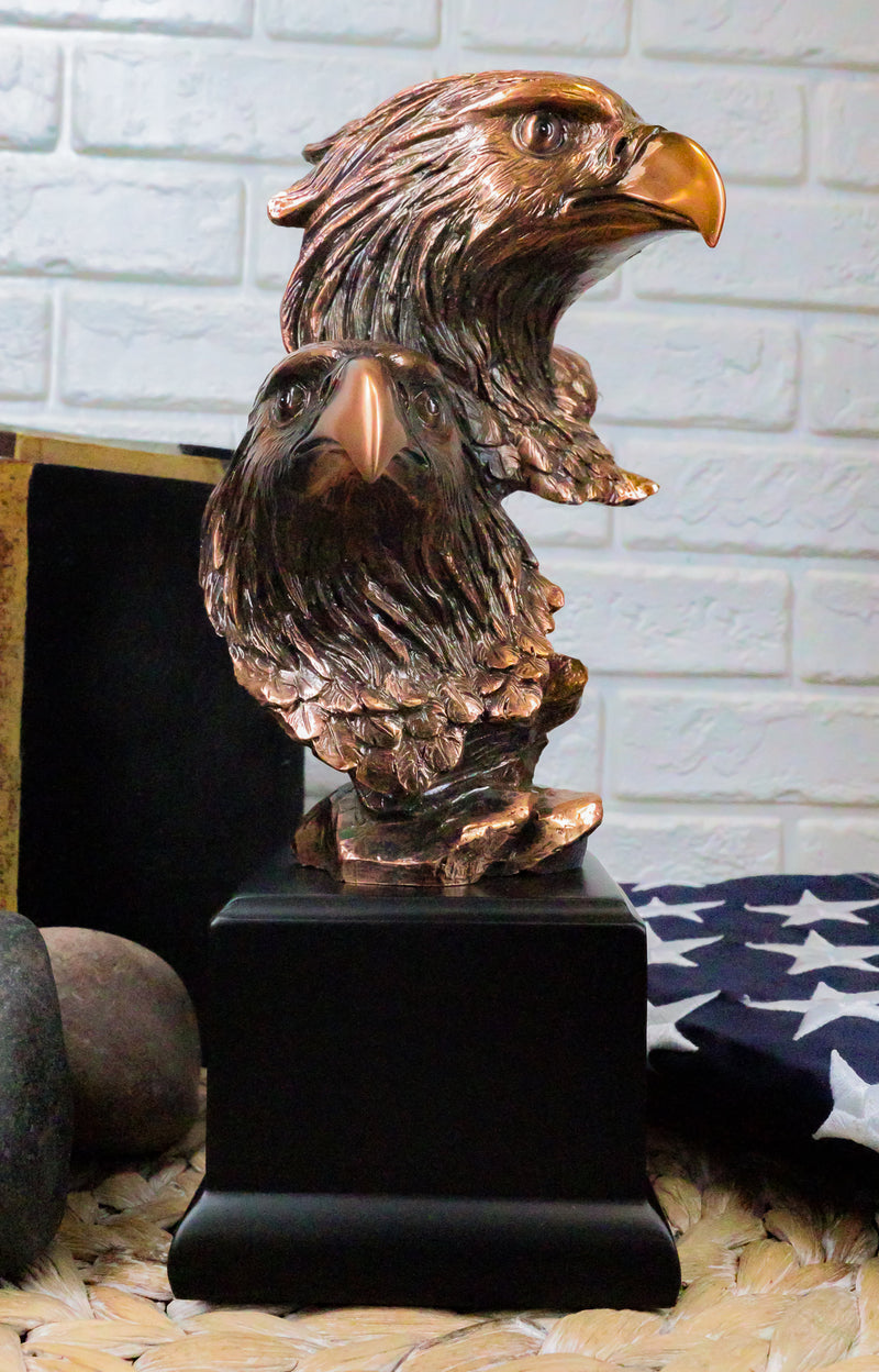 Majestic Wings Of Glory 2 American Bald Eagles Family Unit Sculpture With Base