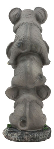 Ebros Pachyderm Friends Whimsical See Hear Speak No Evil Elephants Totem Statue