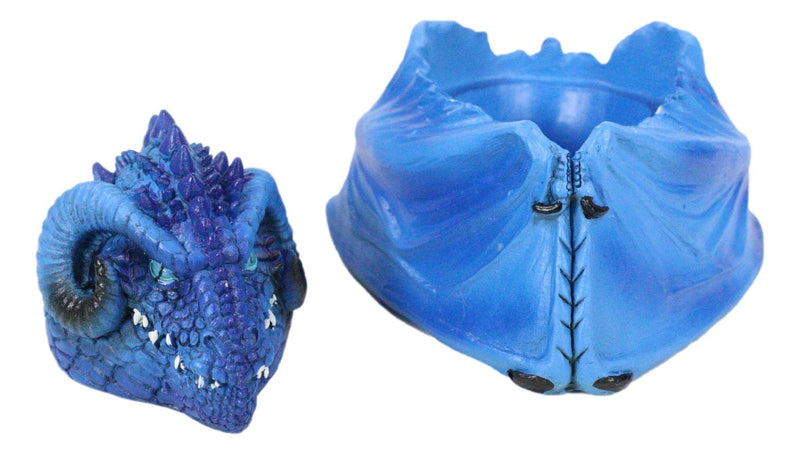 Blue Hibernating Gehena Dragon Small Stash Decorative Jewelry Box Figurine