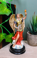 Catholic Church Archangel Saint Uriel With Holy Spirit Torch Statue With Base