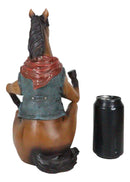 Wild West Western Cowboy Sitting Brown Horse with Red Scarf Wine Bottle Holder