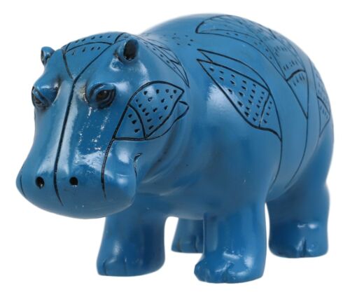 Ebros Egyptian Goddess Taweret Statue 6" Long Blue Nile River Hippopotamus Fertility Deity with Hieroglyphs Figurine Hippo Talisman As Gods of Egypt Pharaoh Kingdom