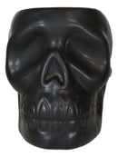 Matte Black Ceramic Day Of The Dead Ghastly Skull Planter Bowl Pot Figurine