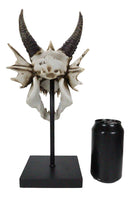 Ferocious Terra Bone Dragon Head Skull On Museum Pole Stand Display Figurine 12"