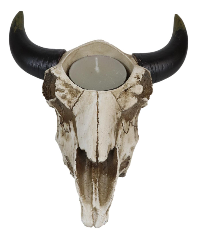 Pack Of 2 Western Steer Cow Skull Decorative Tea Light Votive Candle Holders