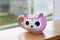 Ebros Gift Furrybones Coffee Mug Beverage Cups 14 fl oz Mugs (Pink Bun Bun)