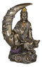 Water Moon Kuan Yin Sitting On Crescent Moon Decorative Figurine 8"H Guanyin