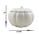 Ebros Ceramic Stoneware White Harvest Pumpkin Bowl With Lid 6"Diameter X 4Pieces