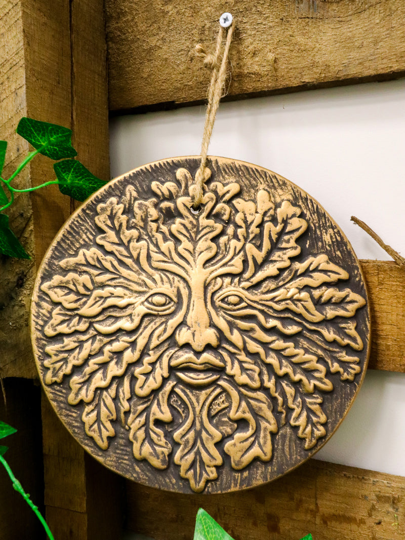 Ebros Nature Spirit God Celtic Greenman Terracotta Round Medal Wall Decor Plaque