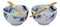 Ebros Japanese Blue Splash Paint Abstract Design Porcelain Bowls With Chopsticks Set 2