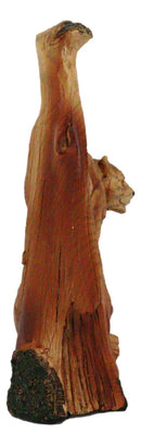 Rainforest Prowling Bengal Tiger Faux Wood Cutout Carving Resin Figurine 5"Tall