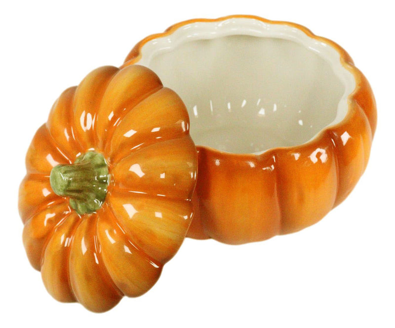 Ebros Home Kitchen Gourmet Bright Orange Ceramic Pumpkin Soup Or Dessert Bowl With Lid