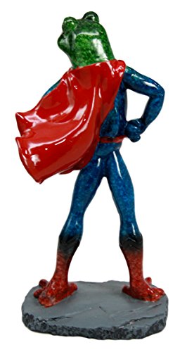 Ebros Superhero Frog Superman Statue 8"Tall Animated Frog In Muscle Outfit Superman Costume Decorative Figurine