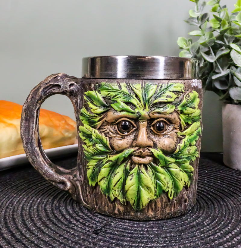 Ebros Forest Chibi Greenman Drink Mug With Tree Bark Tankard Coffee Cup 16oz