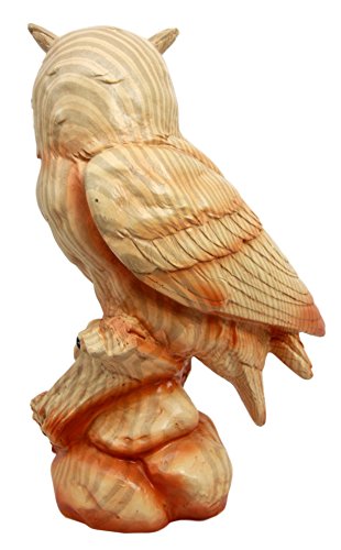 Ebros Gift Rustic Rainforest Great Horned Owl Decorative Faux Wood Figurine 8.25" Tall