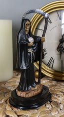 Ebros Black Santa Muerte With Scythe Statue 5.5" Tall Bone Mother Dark Angel Of Protection Decorative Figurine